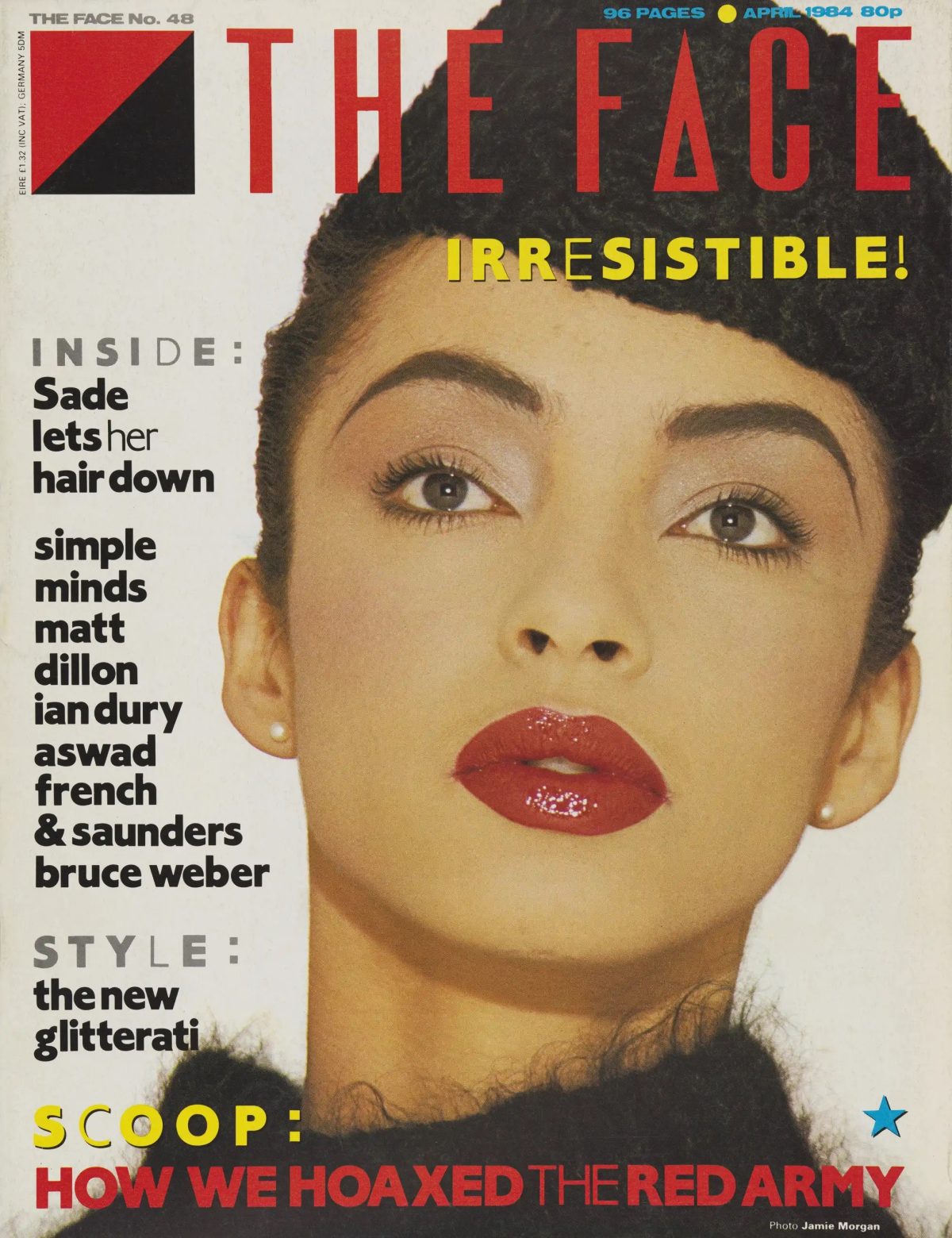 The Face cover, Sade by Jamie Morgan, April 1984