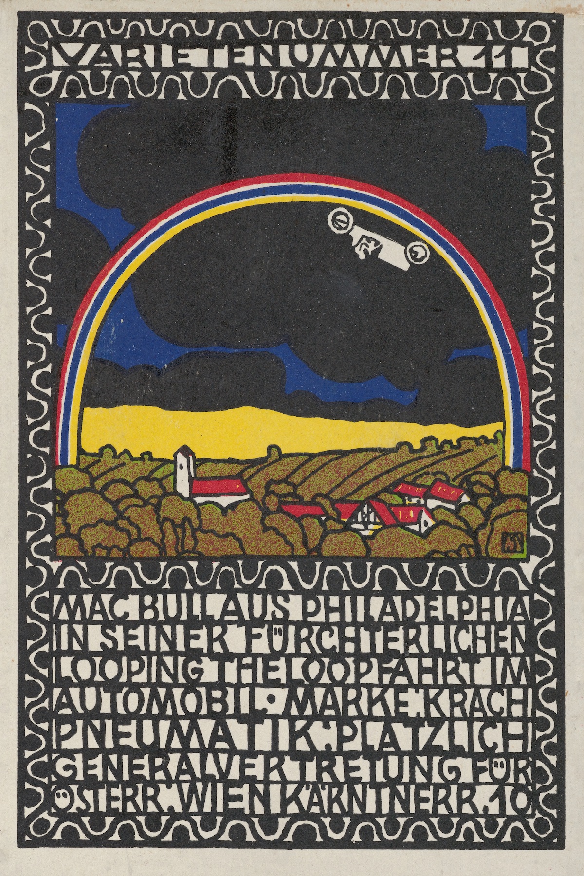Variety Act 11: Mac Bull from Philadelphia in His Frightful Loop-the-Loop Ride in His Car (Varietenummer 11: Mac Bull aus Philademphia in Seiner Fürchterlichen Looping the Loop Fahrt im Automobil) by Moriz Jung, 1907