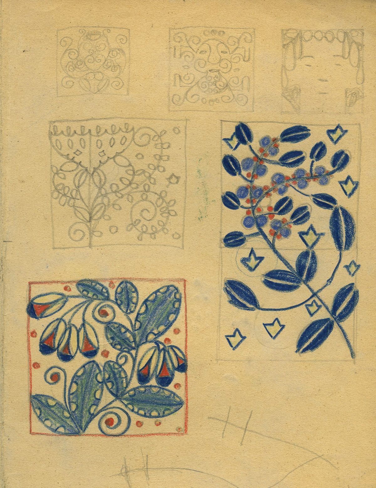 Sketches of Cabaret Fledermaus tiles by Bertold Löffler. Courtesy of University of Applied Arts Vienna, Collection and Archive
