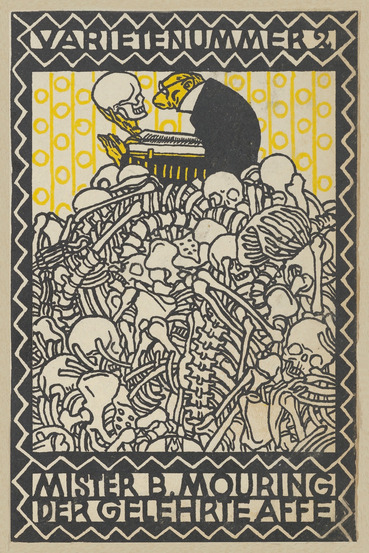 Variety Act 2, Mister B. Mouring The Learned Monkey (Varietenummer 2 Mister B. Mouring der Gelehrte Affe) by Rudolf Kalvach, 1907
