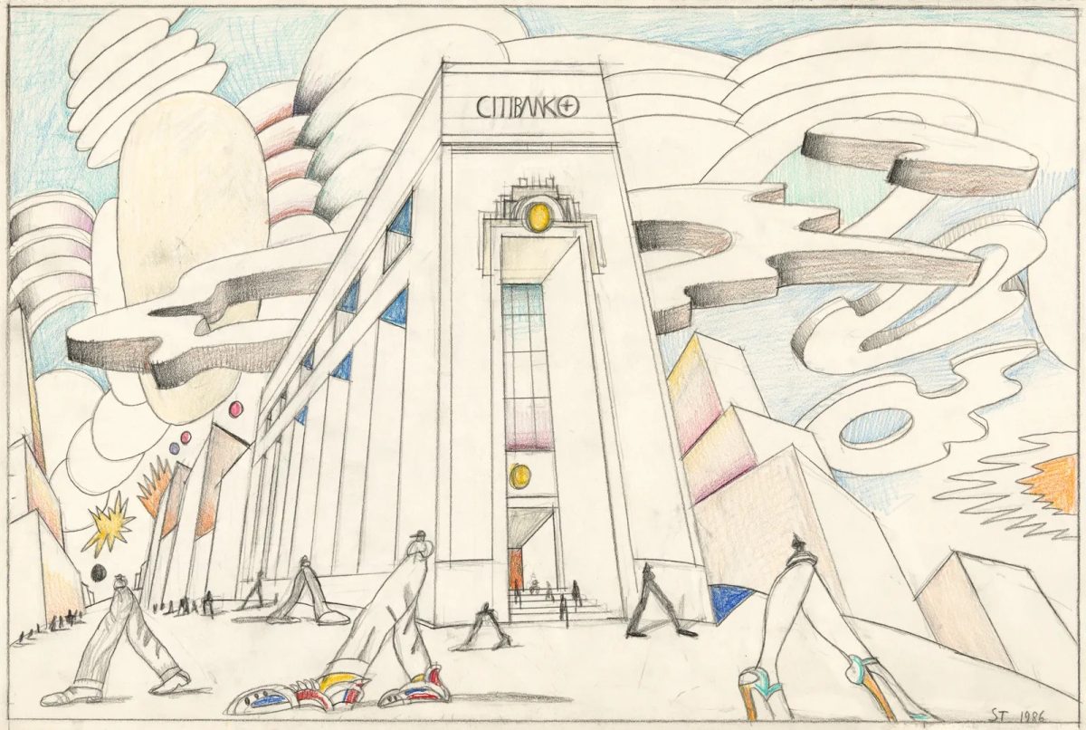 Saul Steinberg- Untitled (Citibank), 1986