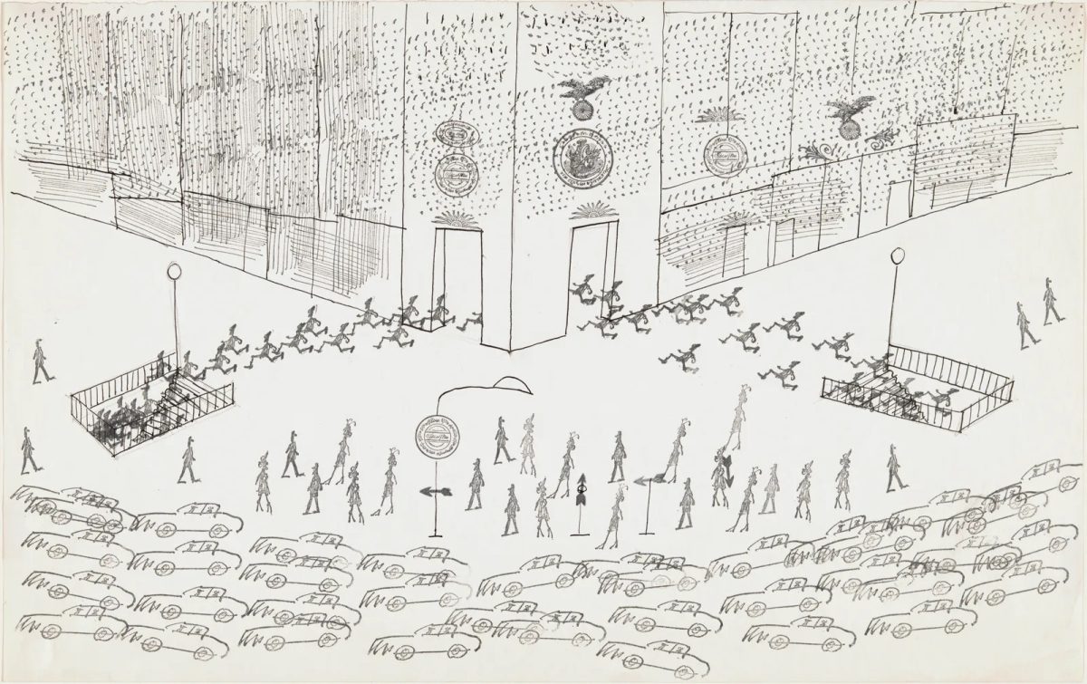 Saul Steinberg- Untitled (Rush Hour), circa 1969