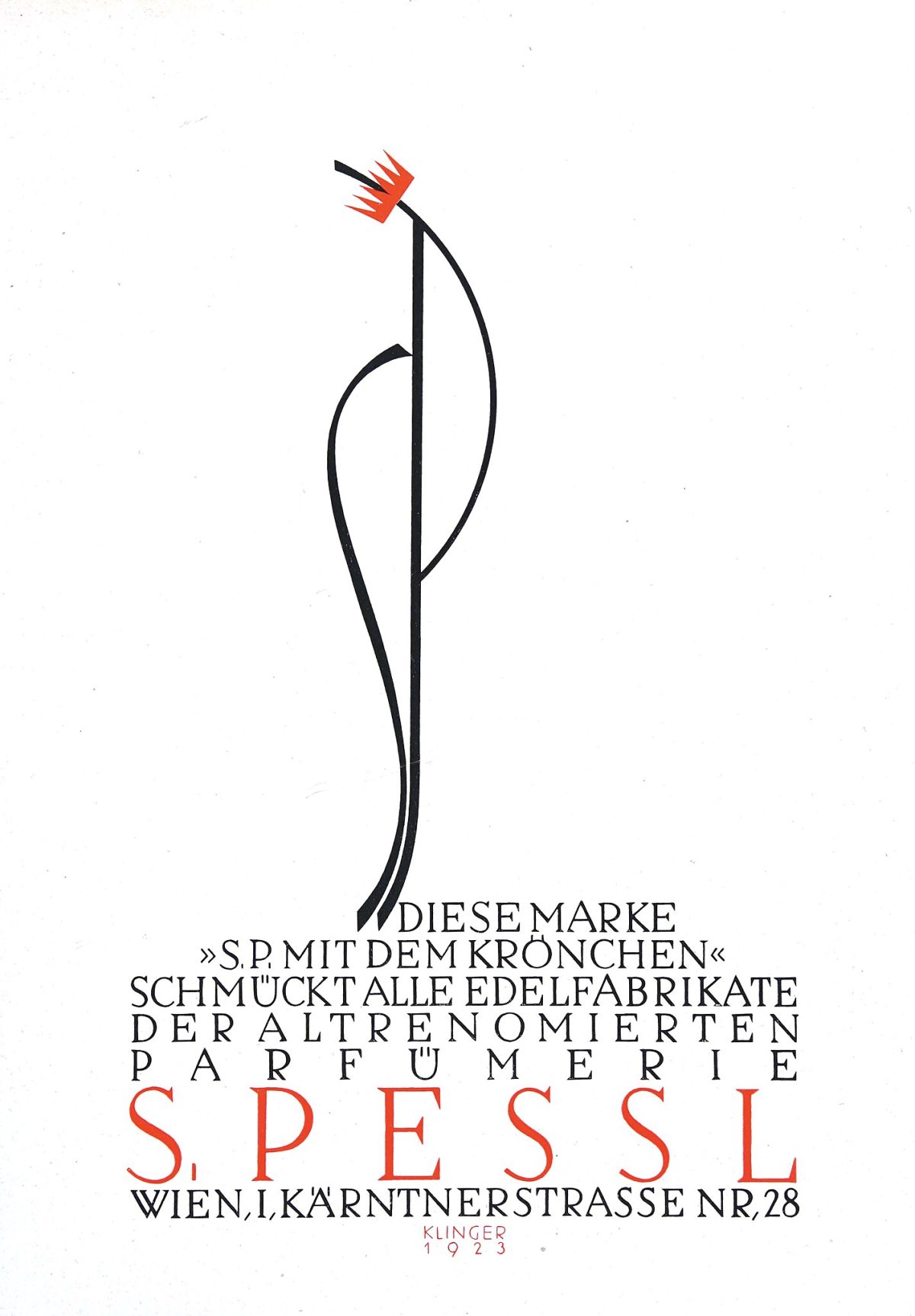 Parfümerie. S. Pessel Wien (Perfume company advertising poster 1923, image from Poster Art in Vienna by Julius Klinger