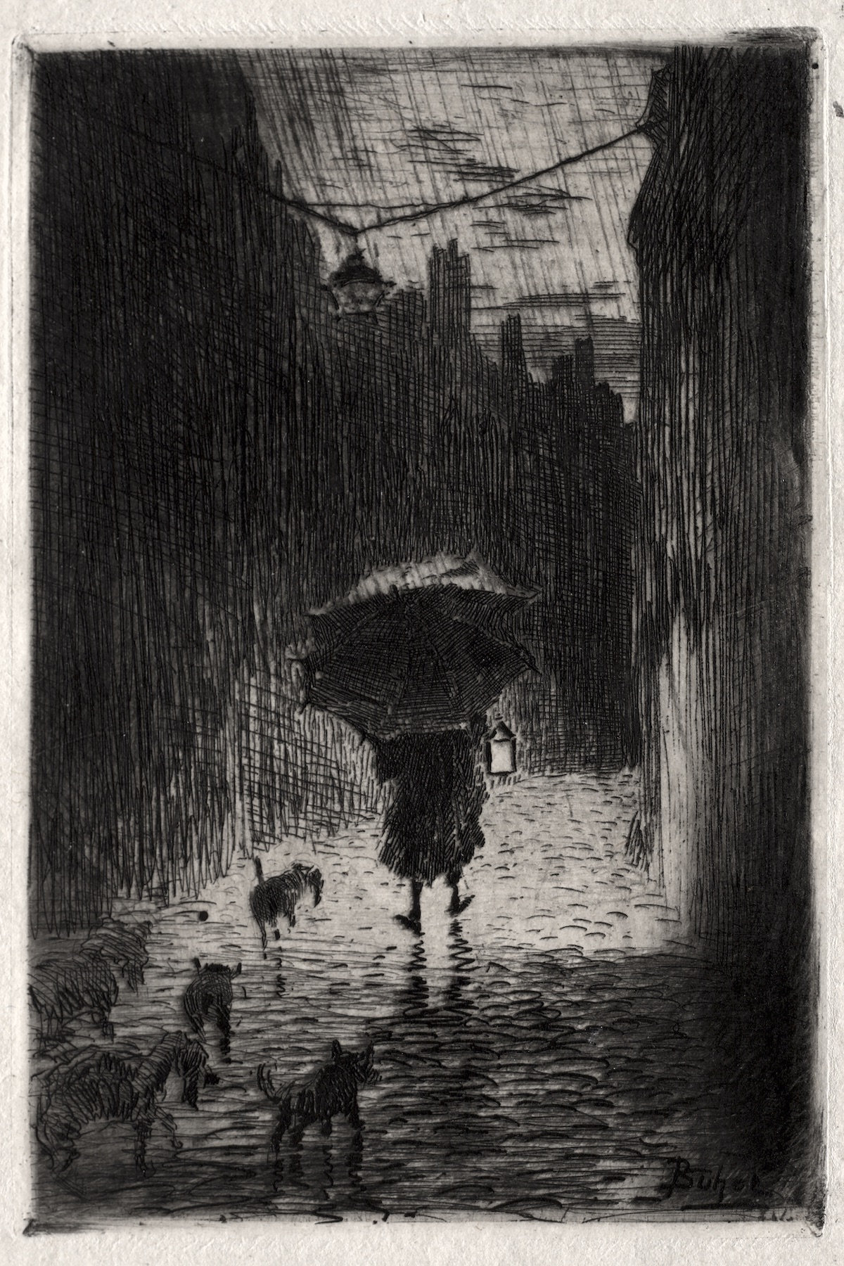 Rain and Umbrella by Félix Hilaire Buhot 1875