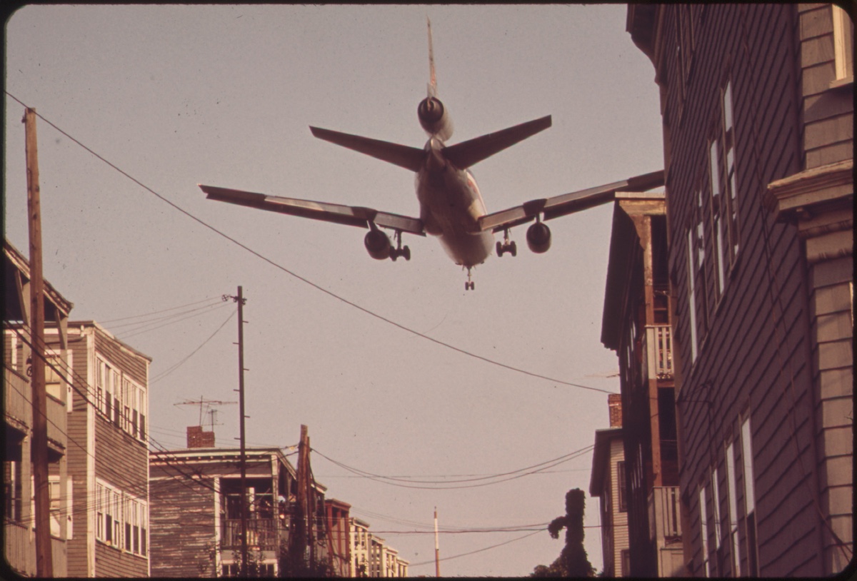  Near Logan Airport - Airplane Coming in for a Landing Over Neptune Road Homes 05/1973