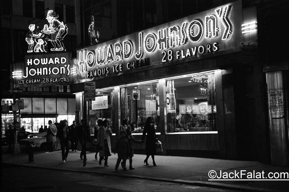 Howard Johnson's famous neon logo ice cream sign. 49th