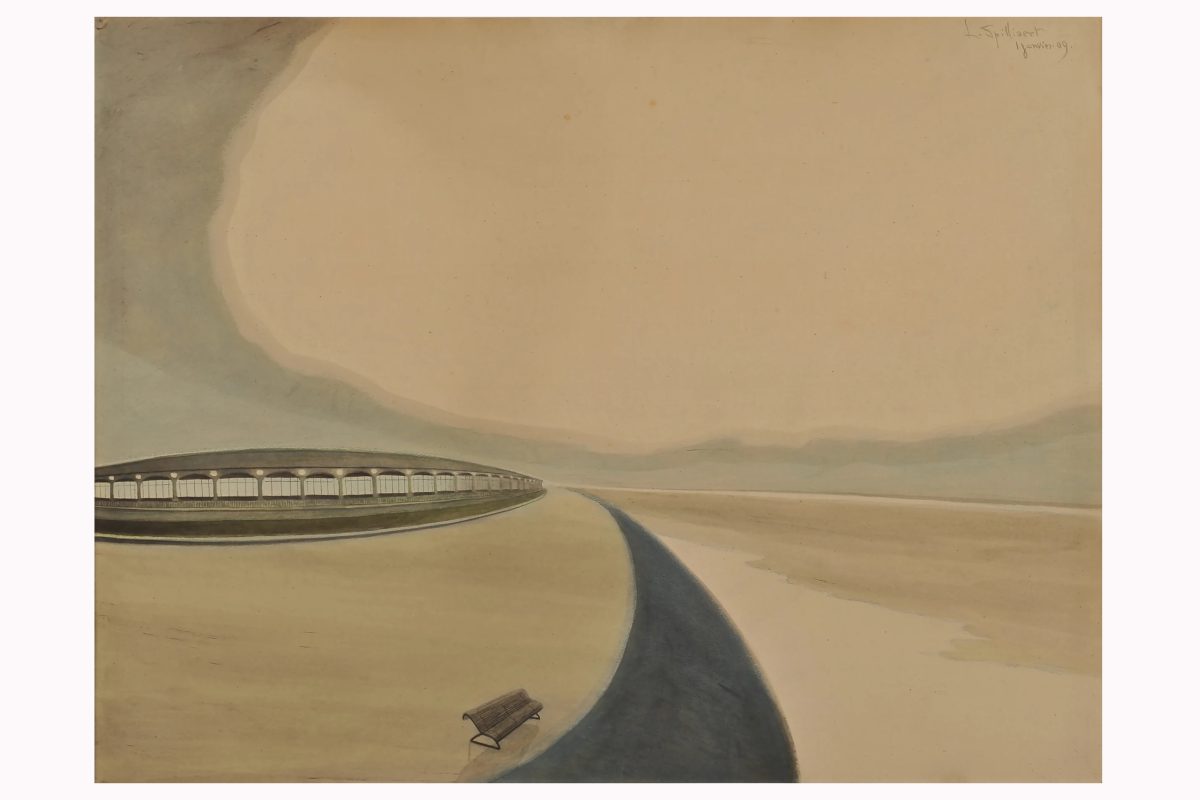 Léon Spilliaert - The sea wall and Kursaal at Ostend.jpg Created- 1909