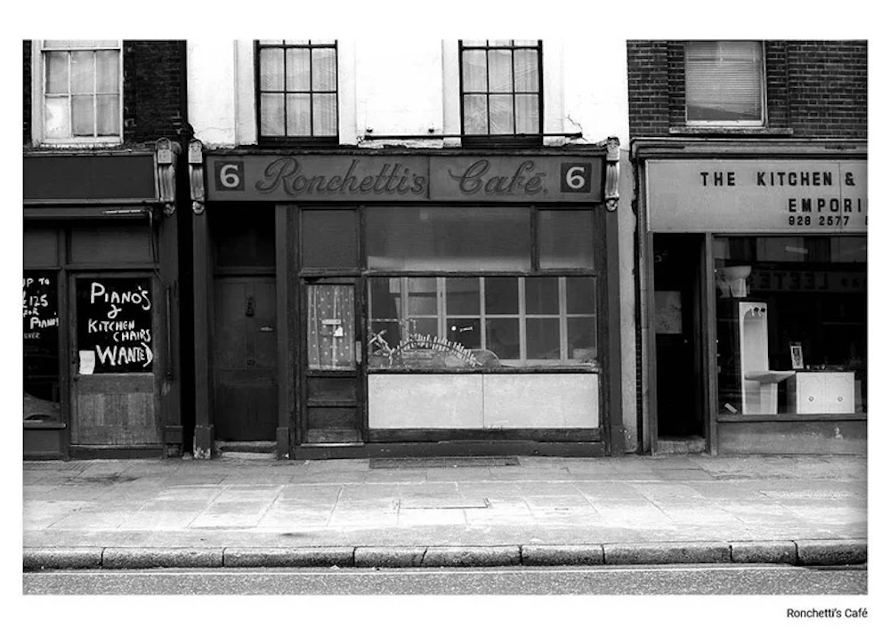 cafe and shops london 1975