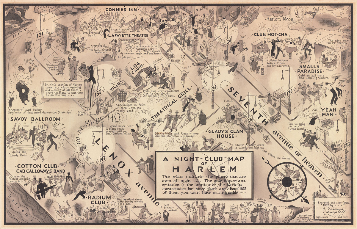 A Night-Club Map of Harlem by E. Simms Campbell, 1932