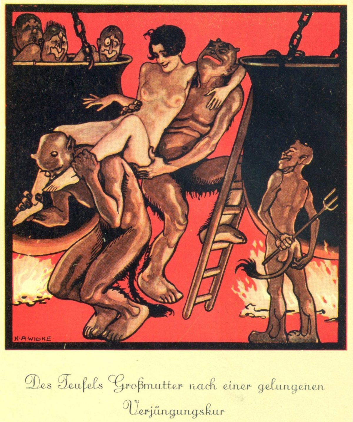 La abuela del diablo, dibujada por Karl Alexander Wilke, 