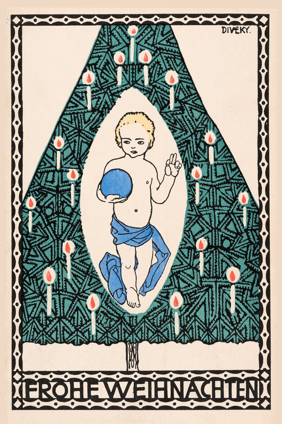 Christmas Card for the Wiener Werksta系te by Joswef Diveky, 1909