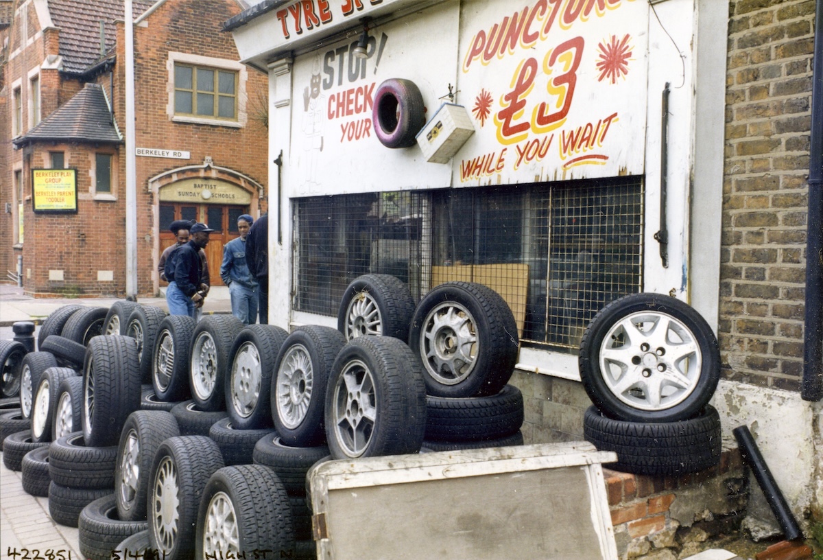 Tyres, High St North, Manor Park, Newham, 1991